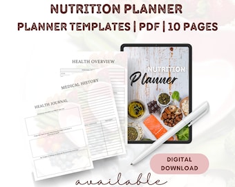 ERNÄHRUNGSPLANER | Gesundheitstagebuch | Gesundheits-Tracker | Digitale Ernährung | Ernährungsvorlage | Ernährungsplaner PDF | Ernährung Tracker