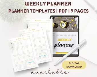 WEEKLY PLANNER | Week At A Glance |Weekly Schedule | Weekly Agenda | Minimalist Simple |