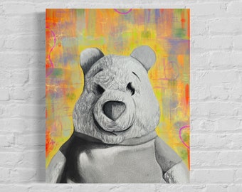 Winnie the Pooh abstract, fine art print, abstract wall decor, fan art,Disney art, pooh bear wall decor