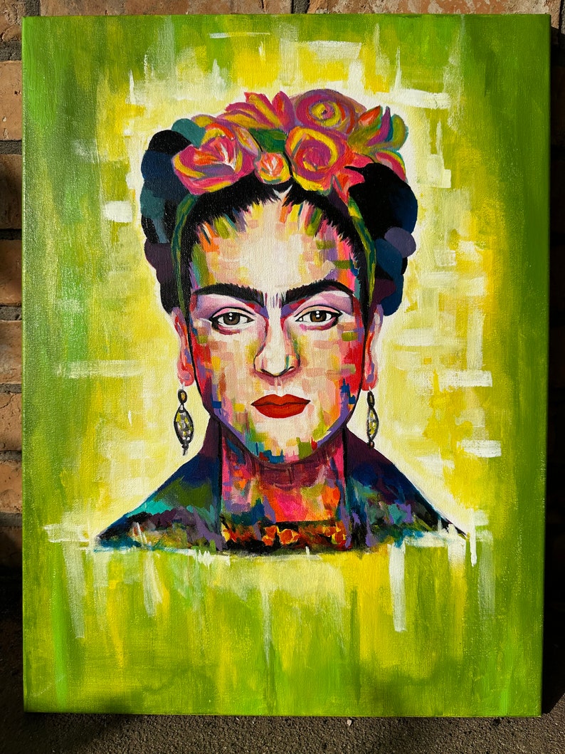 Frida Khalo Painting, Original Portrait Painting,colorful Frida ...