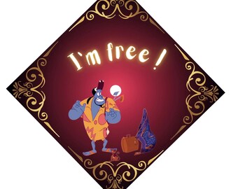 Jenie grad cap topper, Alladin grad cap, high quality , Digital premade cap topper, Ready to ship