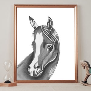 Horse art print, graphic portrait, prints, western art, home decor, horse print