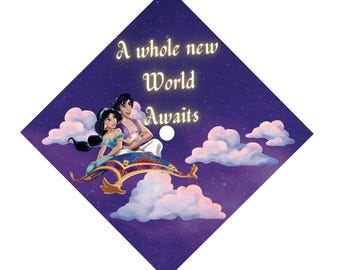 Jasmine grad cap topper, Disney princess grad cap, high quality, Princess grad cap , Digital premade cap topper