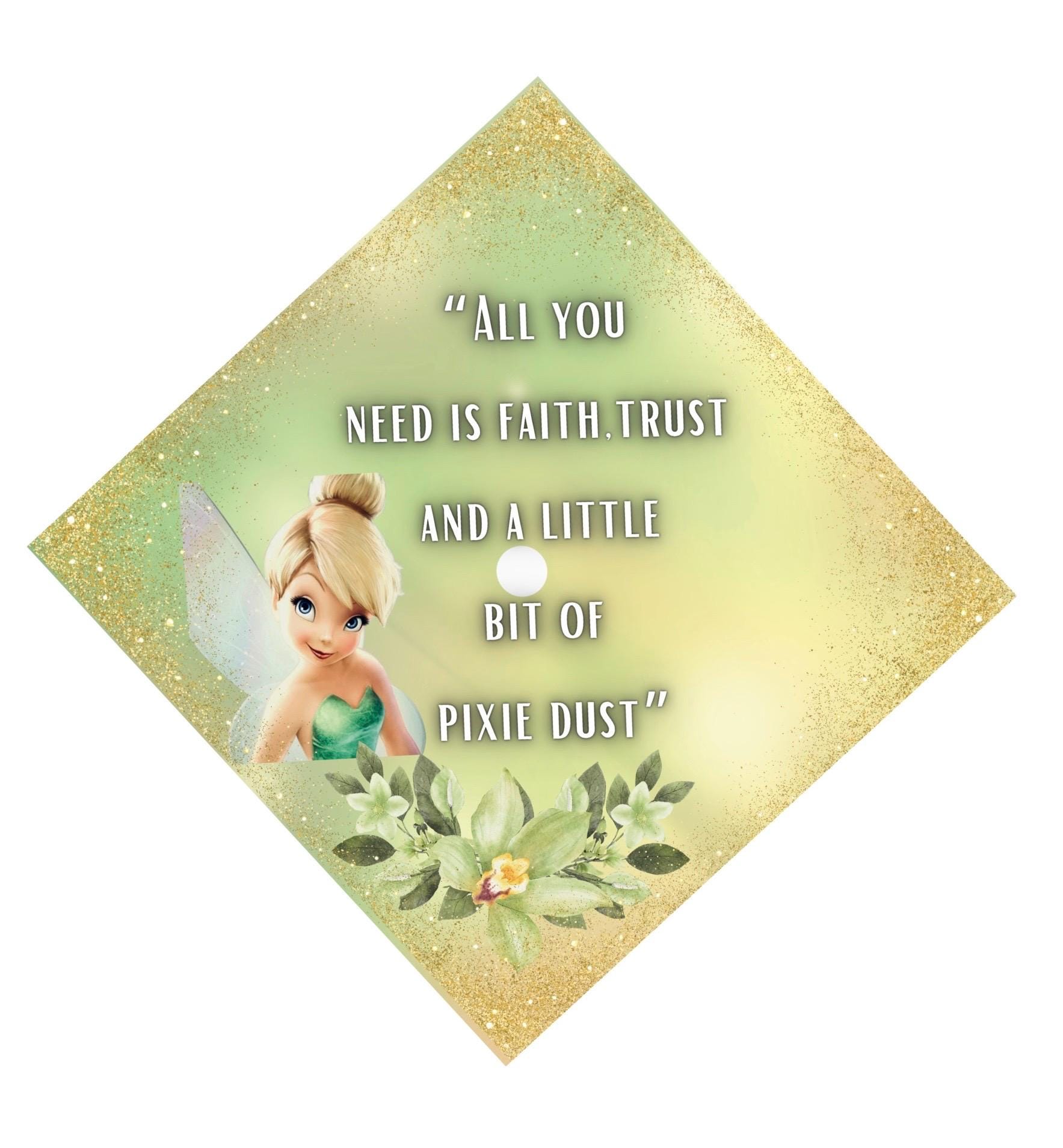 Tinkerbelle  grad cap topper, High quality printed topper, Graduation, pre made topper, Ready to ship, Fairy grad cap toppers,