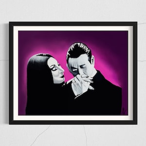 Morticia & Gomez print, Addams family art, High quality print
