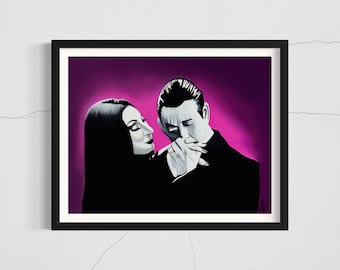 Morticia & Gomez Druck, Addams Familienkunst, hochwertiger Druck