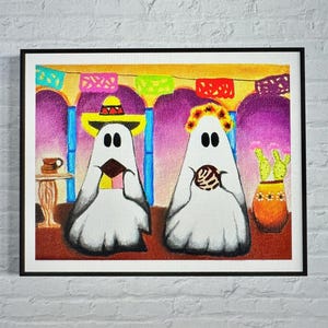Cute mexican ghost, fine art print, Halloween art, mexican ghost trend, home decor, Halloween paintings, Halloween home decor
