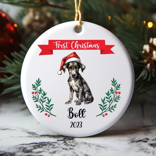 Personalized Greyhound Ornament, Custom Dog First Christmas, Pet Ornament, Puppy Holiday Decoration, Racing Dog, Champion Sprinter