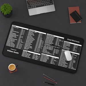 Excel Shortcuts Desk Mats, Keyboard Shortcuts, Excel Cheat Sheet Coworker Gift, White Elephant Present, Personalized Options