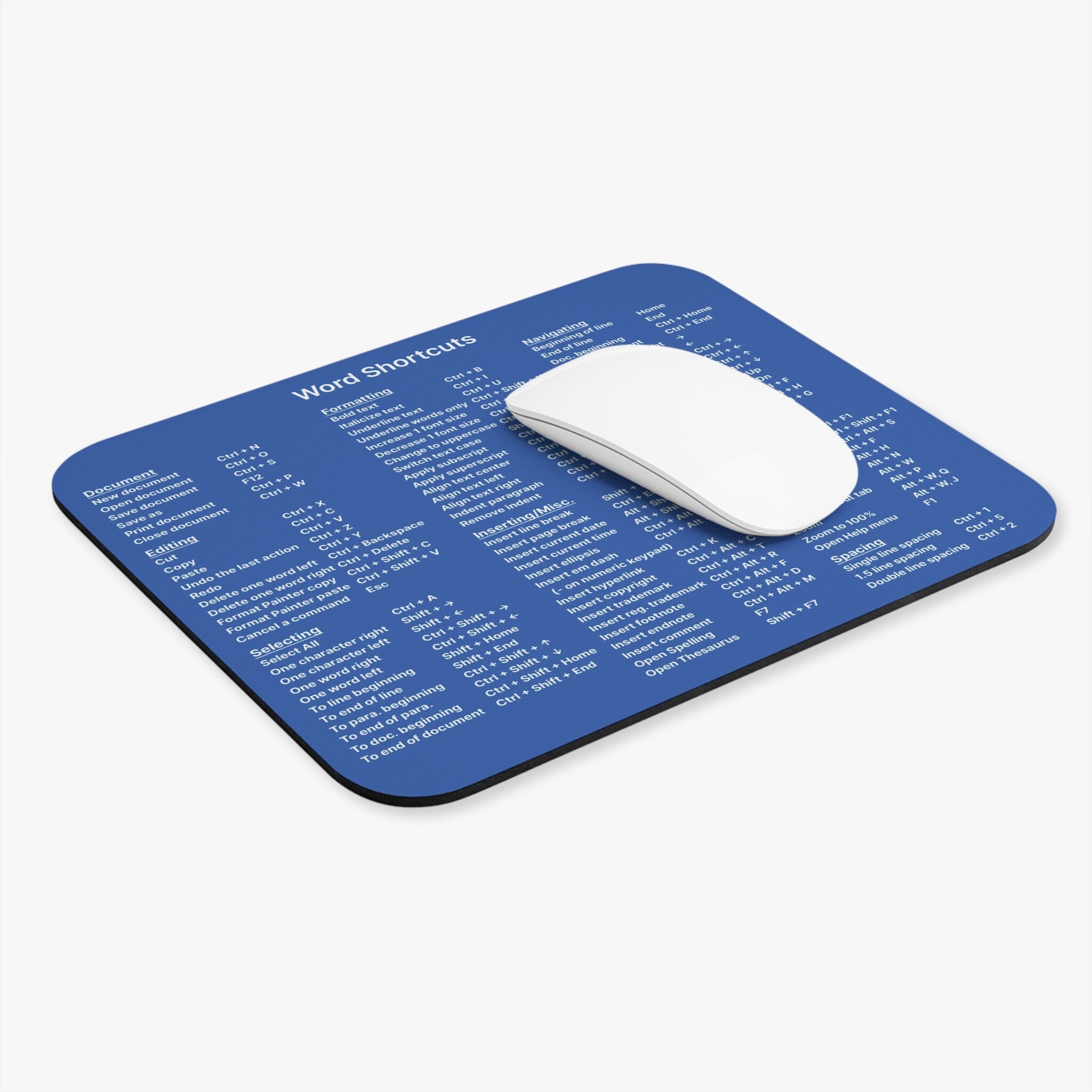 Word Shortcuts Mouse Pad Blue, Keyboard Shortcuts, Office Coworker Gift ...