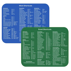 Excel Shortcuts Mouse Pad, Word Shortcuts, Keyboard Shortcuts, Office Coworker Gift, Employee Gift, Desk Accessories, White Elephant Gift