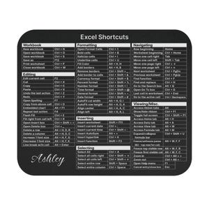 Excel Shortcuts Mouse Pad, Keyboard Shortcuts, Coworker Gift, White Elephant Gift, Bulk Employee Gift, CPA Gift, Accountant Custom Mousepad