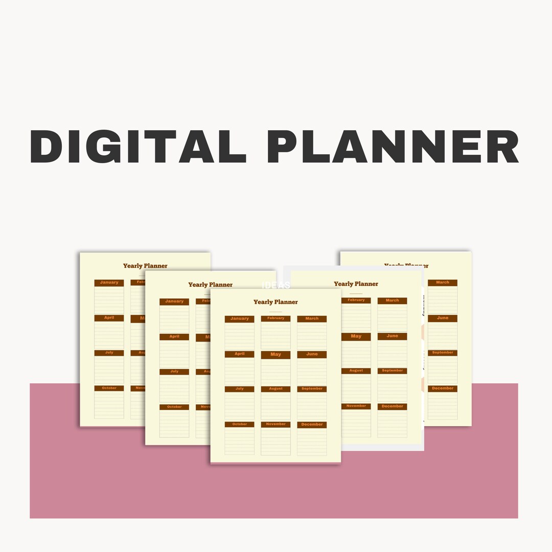 Yearly Overview Printable Planner, Yearly Planner, Year at a Glance ...
