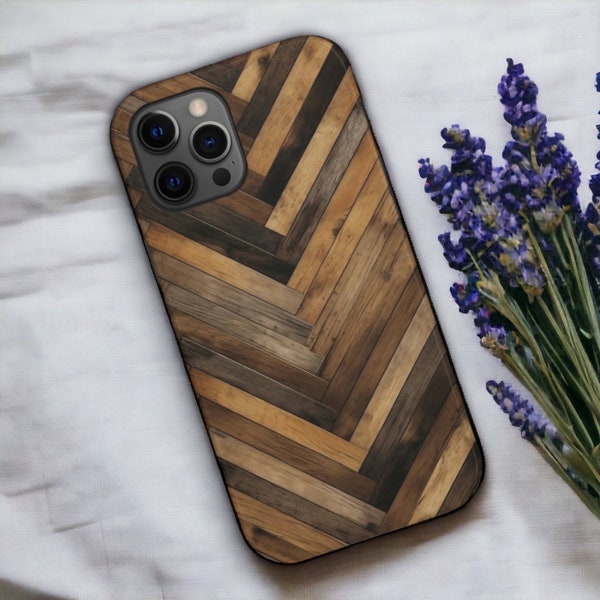 Herringbone Wood iPhone Cases | iPhone 14, 13, 12 Pro Max and Mini | Wood Style Case, Custom Phone Case, Wood Case, Gift for Him, Custom