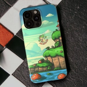 Yoshi iPhone Hülle | Einzigartige iPhone 15, 14, 13, 12 Pro Max, Super Mario 64, Nintendo inspiriert, Geschenk für ihn, Freund Geschenk, Videospiel-Design