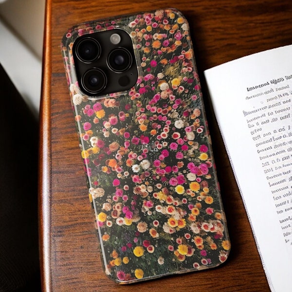 Field of Flowers iPhone Case | Unique iPhone 15, 14, 13, 12 Pro Case, Wood Design, Gift for Her, Girlfriend Gift, Flower Child iPhone Case