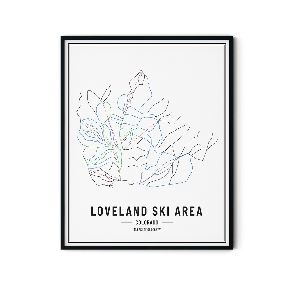 Loveland Ski Trail Map Poster Loveland Colorado Ski Wall Art Etsy
