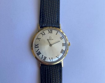 1968 Omega-Armbanduhr mit römischem Zifferblatt und 14-karätigem Gold