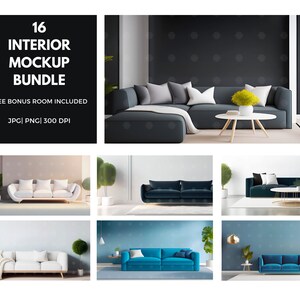 Minimalistisk bohemisk kustinredning mockup-paket - Ultramodern scen och tom väggmonterad paket