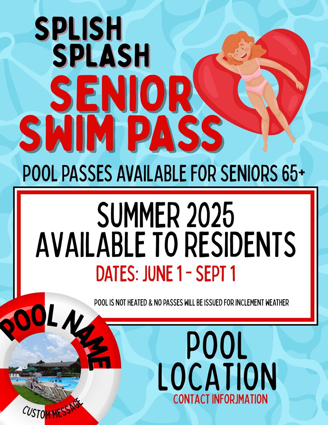 Local Pool Pass Pool Pass Flyer - Etsy