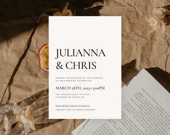 Plantilla moderna de Canva para invitación de boda minimalista