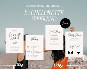 Plantilla de Canva para invitación de despedida de soltera minimalista y moderna