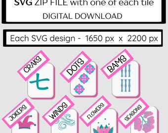 Mahjong Tile SVG Set for 3-D printing: American Mahjong Art (Digital Download)