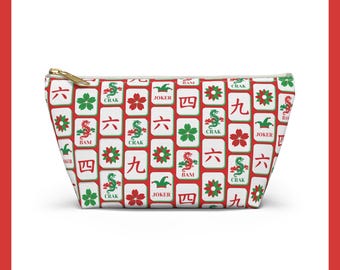 Chic Holiday Mahjong Tile Bag: Polyester Travel Pouch