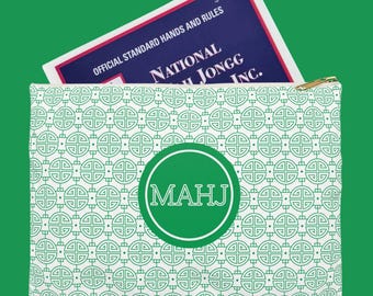 Mahjong Card Clutch: Polyester Travel Case with Zipper