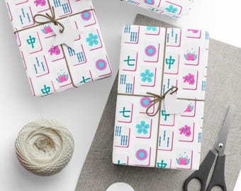 Mahjong Wrapping Paper: Glossy Tile Design, Gift Wrap Roll