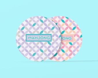 Mahjong Untersetzer: Glänzende Hartfaserplatte mit Korkboden