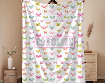 Personalized Girls Blanket with Name; Custom Kids Blanket; Plush fleece