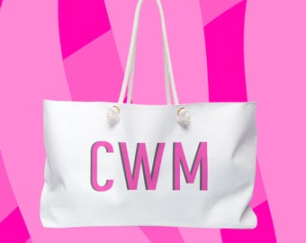 Bolsa de mano con monograma de sombra: bolso de mano personalizado para playa o piscina