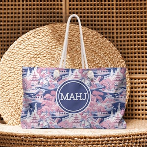 Personalized Chinoiserie Mahjong Bag: 100% Spun Polyester Tote