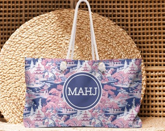 Personalized Chinoiserie Mahjong Bag: 100% Spun Polyester Tote