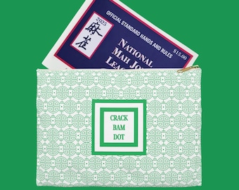 Mahjong Card Clutch: Polyester Travel Case with Zipper