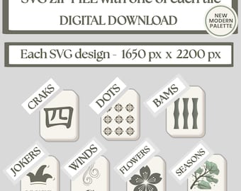 Mahjong Tile SVG Set: American Mahjong Art (Digital Download)-Minimalist style