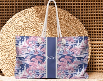 Personalized Chinoiserie Mahjong Bag: 100% Spun Polyester Tote