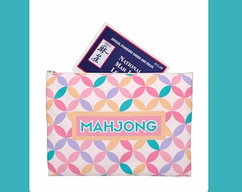 Mahjong Card Clutch: Polyester Travel Case with Zipper