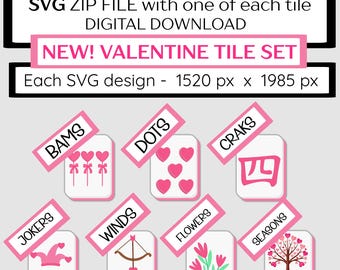 Mahjong Valentine Tile SVG Set: American Mahjong Art (Digital Download)