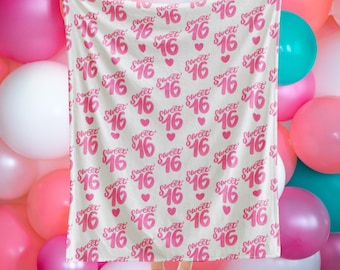 Sweet 16 Fleece Blanket, Personalized Birthday Gift