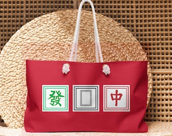 麻雀トートバッグ：三龍牌デザイン、特大