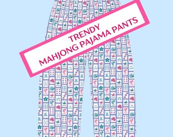 Mahjong Pajama Pants: Playful Tile Print, Relaxed Fit