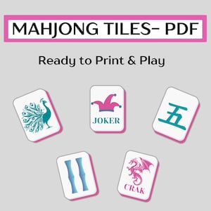 Printable American Mahjong Tile Set: Full Color & B/W (Digital Download)