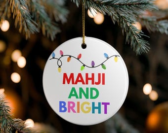 Ceramic Mahjong Christmas Ornament: Matte Finish, Gold String