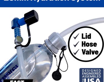 Hydration System for 28mm Water Bottles | Adapter Cap + Silicone hose + Bite valve | UL Backpacking Gear for SmartWater, CNOC, M!GO