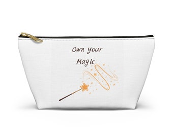 Own Your Magic - Accessoirezakje met T-bodem, cosmetische reistas, etui, in klein en groot formaat met zwarte of witte ritssluiting