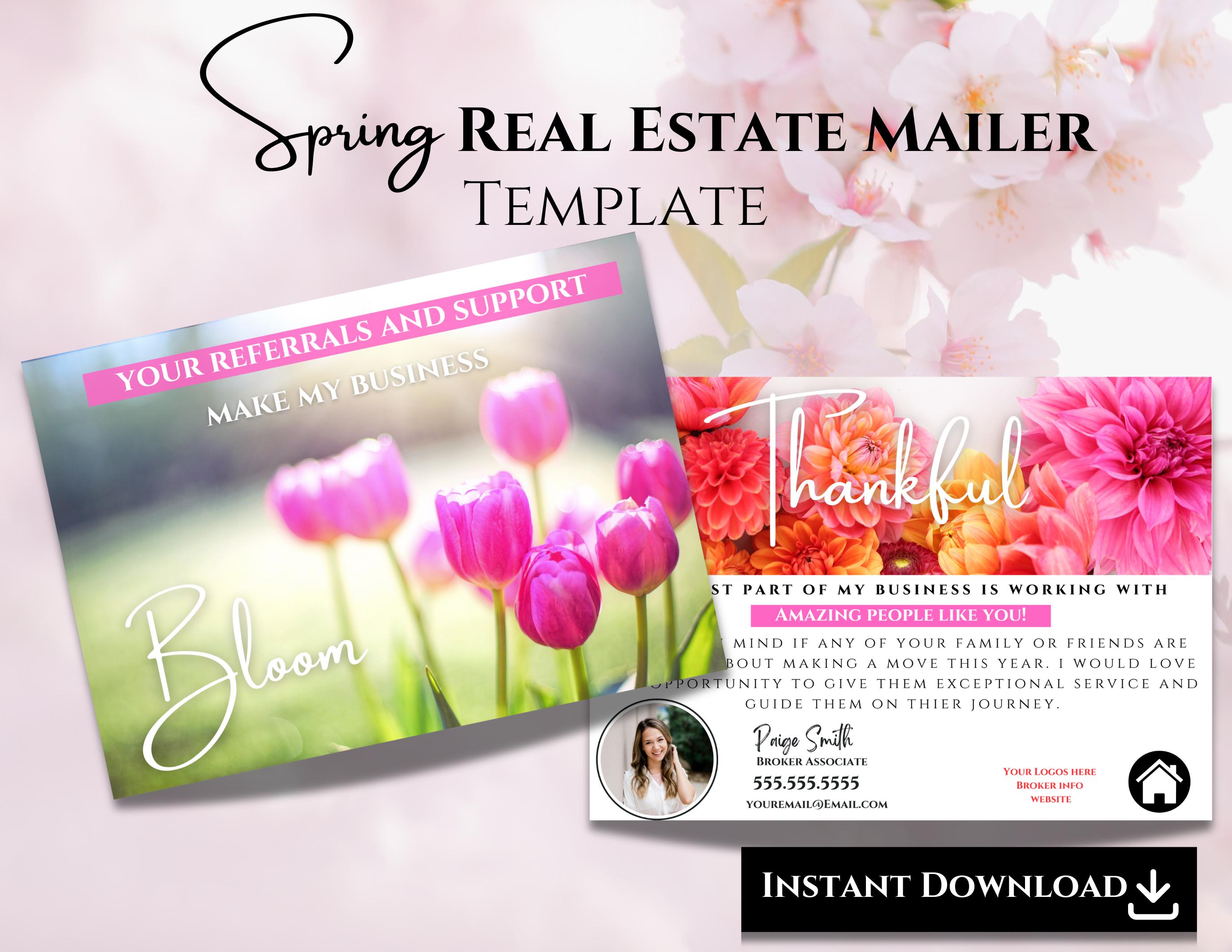 Spring Posts For Realtor Real Estate Spring Postcard: Realtor Farming Mailer, Referral Marketing ...