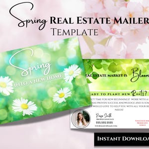 Grundbesitz Hallo Frühling Postkarte, Realtor Frühling Karte, Realtor Farming Karte, Immo vermarkten, bearbeitbar, Canva, Instant Download