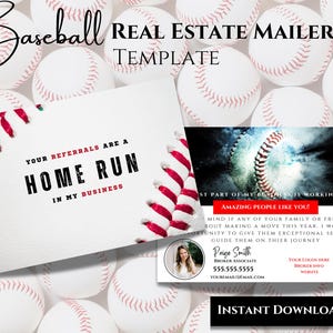 Real Estate Spring Postcard, Real estate marketing, Agent Baseball Mailer, Agent Farming Card, Editable Canva Template, Social Media Post